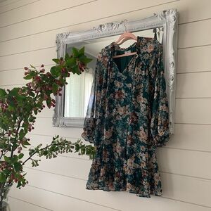 LUXOLOGY fall floral midi dress